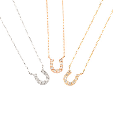 K10 YG/PG/WG ダイヤモンド ホースシュー ネックレス