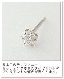 6本のティファニーセッティングに、ブリリアントカットが施されたダイヤモンドの輝き