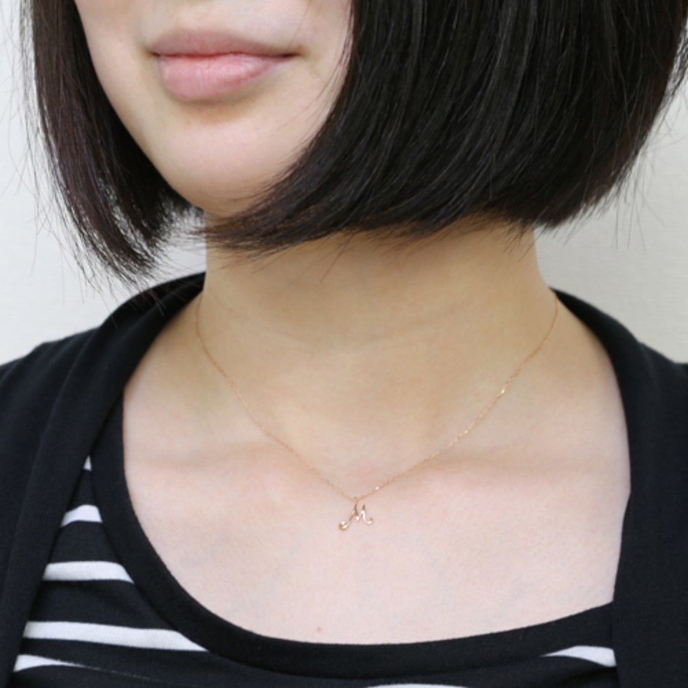 K10 PG/YG/WG イニシャル カラーストーン 誕生石 ネックレス