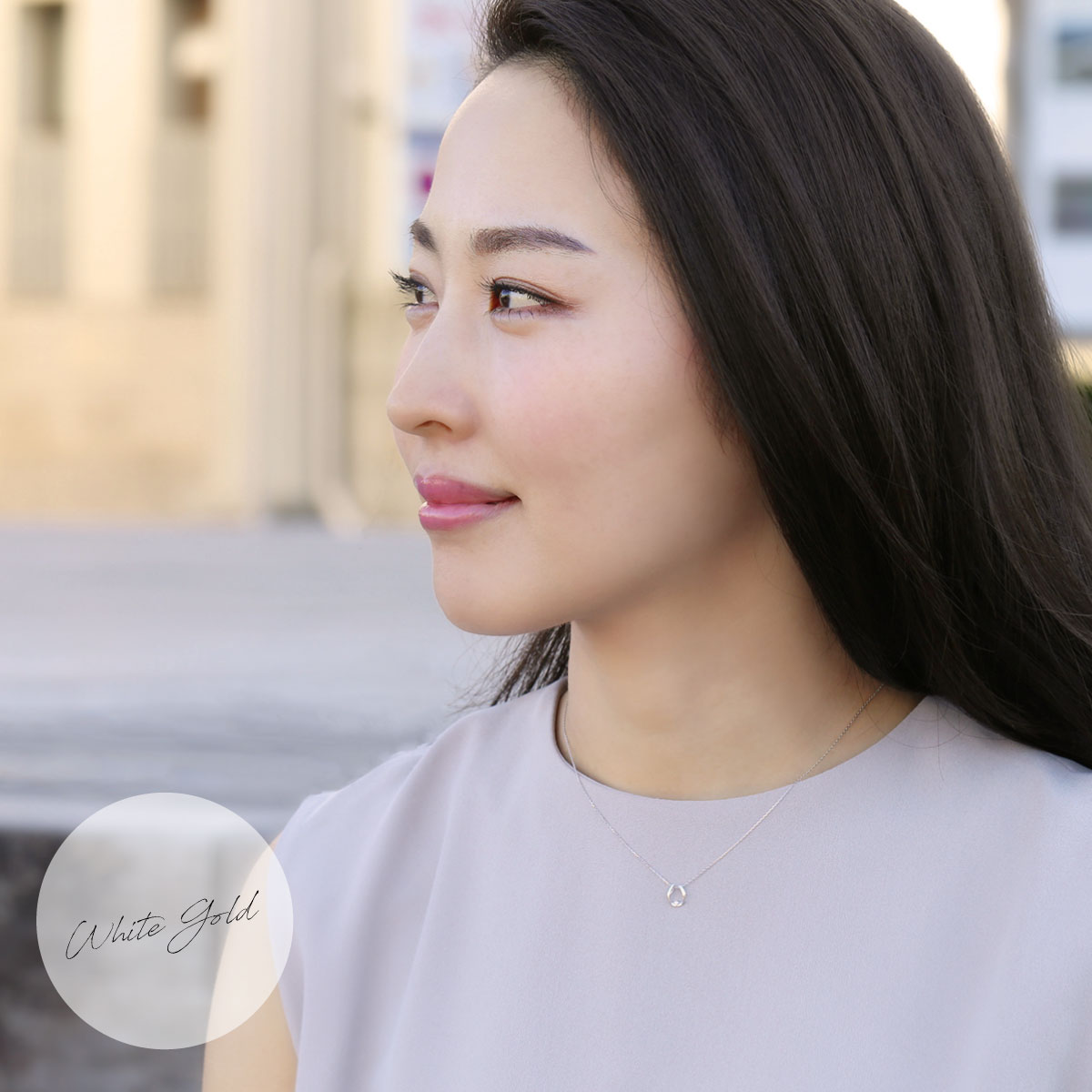 K10 PG YG WG 馬蹄モチーフダイヤモンドネックレス