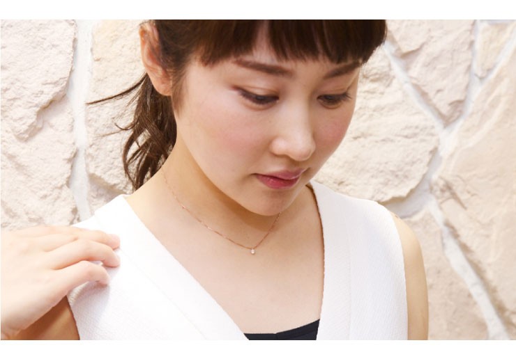 K10 WG/PG 一粒ダイヤモンネックレス