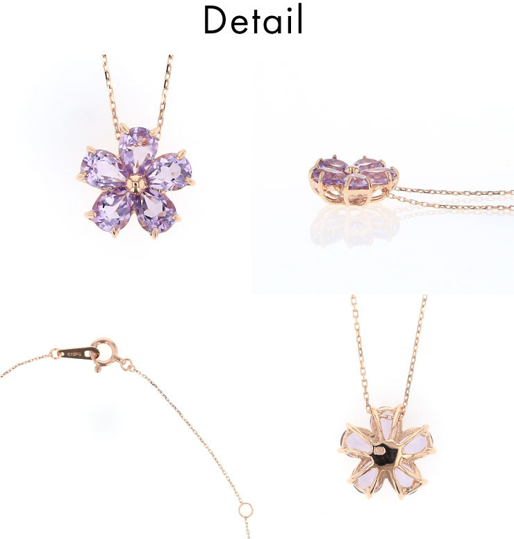 K10 PG アメジストフラワーネックレス