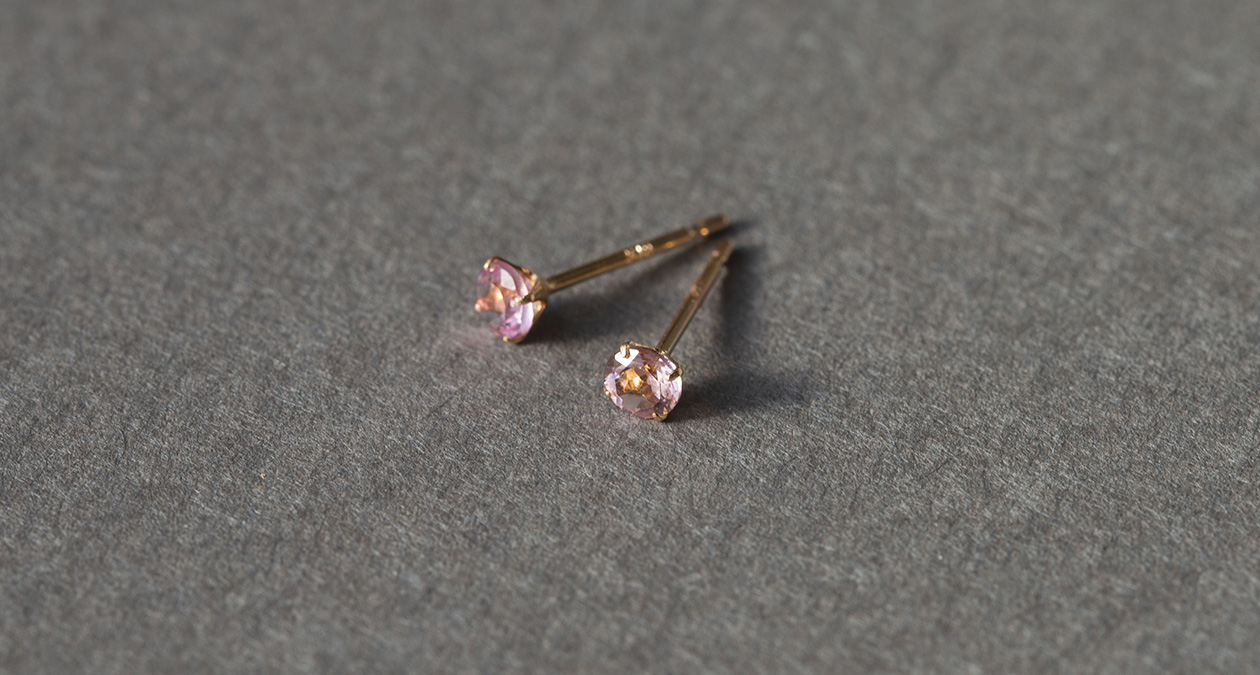 K18 PG ピンクトルマリンピアス 一粒 両耳 10月誕生石