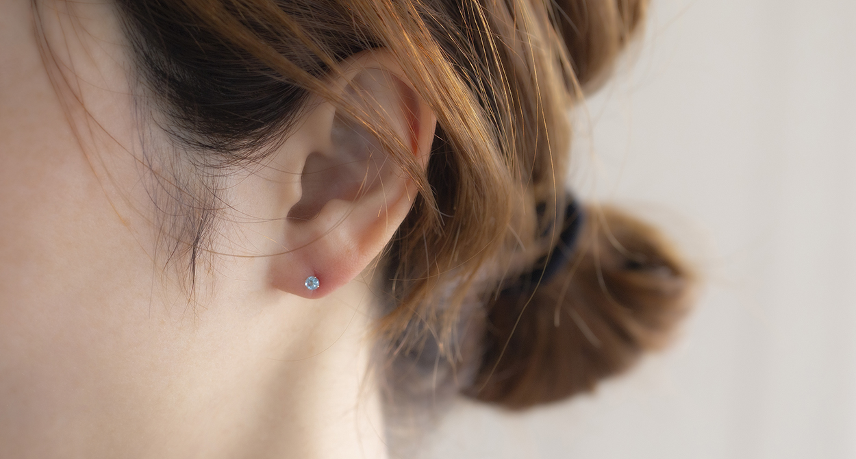 K18 PG ブルートパーズピアス 一粒 両耳 11月誕生石