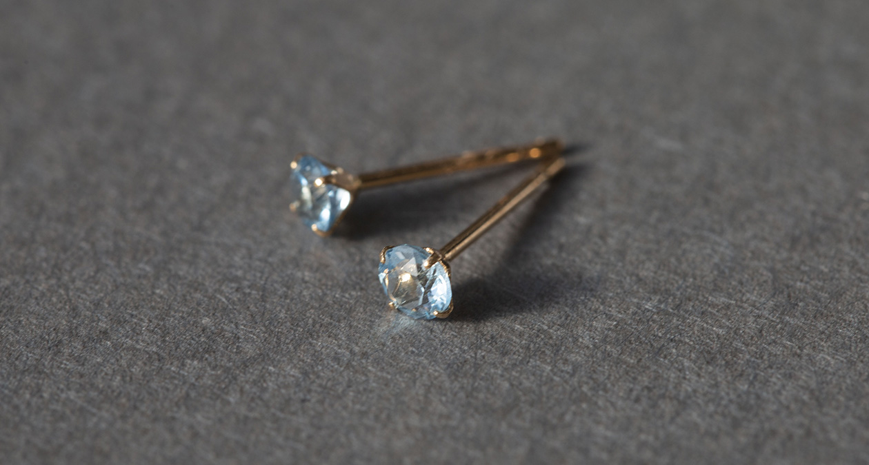 K18 PG ブルートパーズピアス 一粒 両耳 11月誕生石