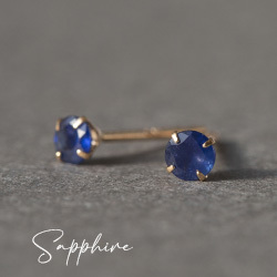 K18 PG サファイアピアス 一粒 両耳 9月誕生石