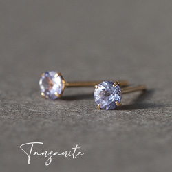 K18 PG タンザナイトピアス 一粒 両耳 12月誕生石