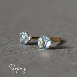 K18 PG ブルートパーズピアス 一粒 両耳 11月誕生石