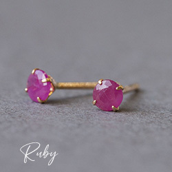 K18 PG ルビーピアス 一粒 両耳 7月誕生石