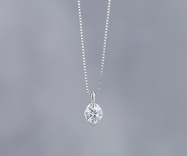 1点留め一粒ダイヤモンドネックレス
