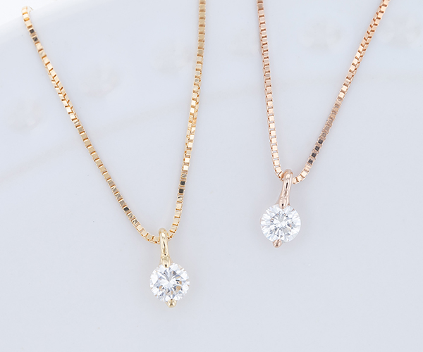 ベネチアンチェーンの2点留め一粒ダイヤモンドネックレス