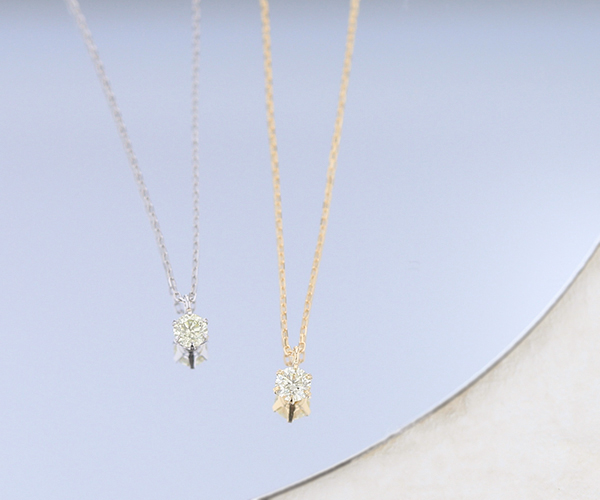 6点留め一粒ダイヤモンドネックレス