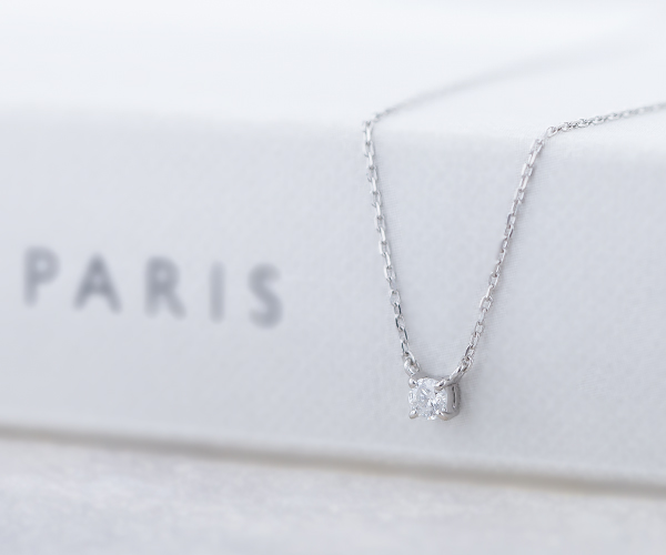 4点留め一粒ダイヤモンドネックレス