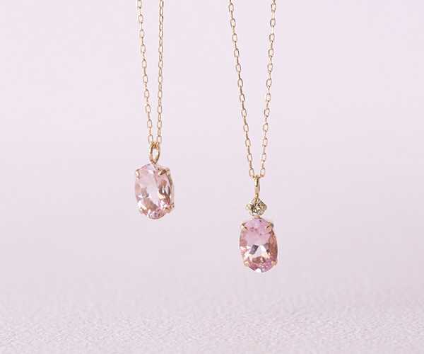 モルガナイト×ピンクゴールドのネックレス