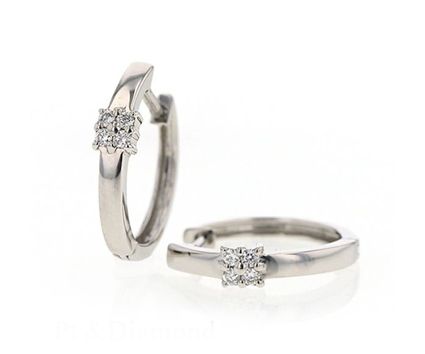 プラチナ ダイヤモンド 中折れ式 フープ ピアス