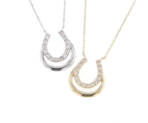 K10 WG YG ダイヤモンド 馬蹄 ネックレス