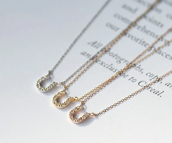 K10 ダイヤモンド馬蹄ネックレス