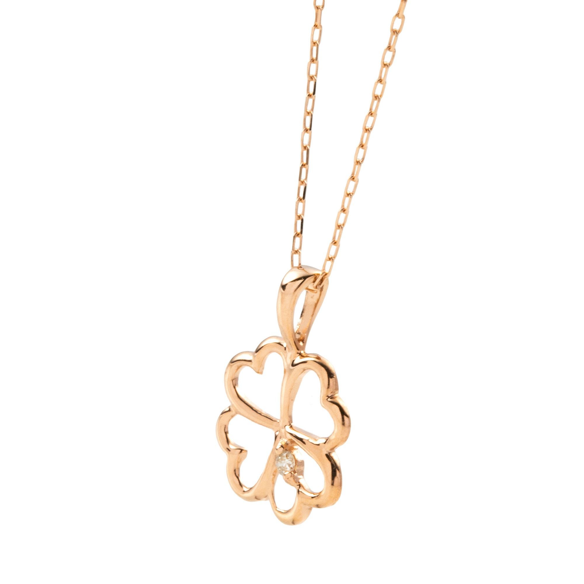 K10 PG YG WG ダイヤモンド クローバー ネックレス | IKEDAジュエリー