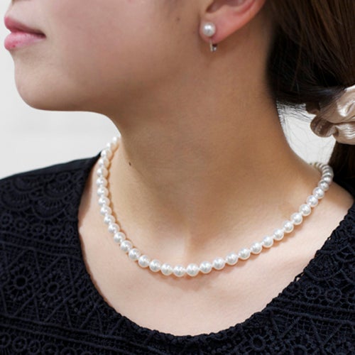 鑑別書付 レアリゼ　艶珠真珠 パール ネックレス イヤリング 2点セット