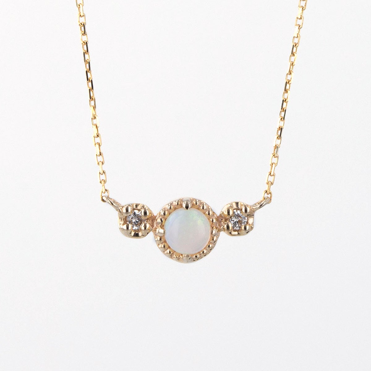 K10 YG オパール ダイヤモンド ネックレス イエローゴールド