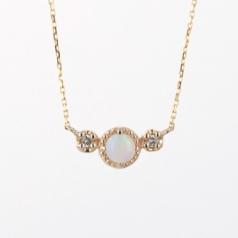 K10 YG オパール ダイヤモンド ネックレス イエローゴールド