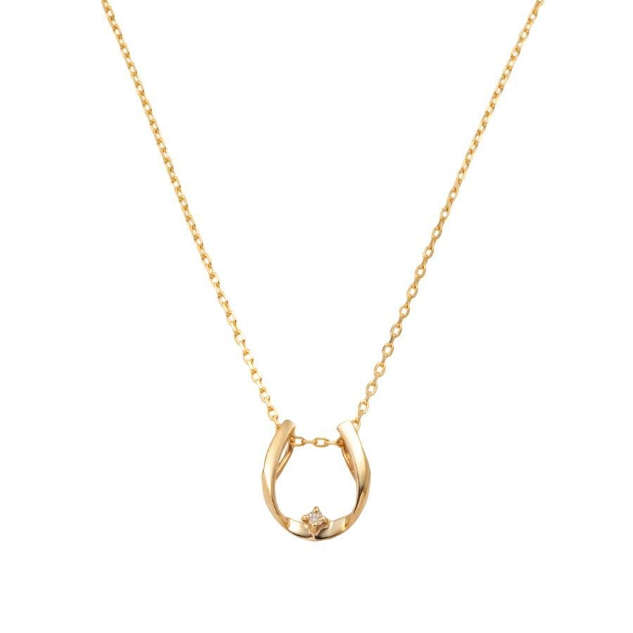 K10 PG WG YG 馬蹄 ホースシュー ダイヤモンド ネックレス | IKEDA