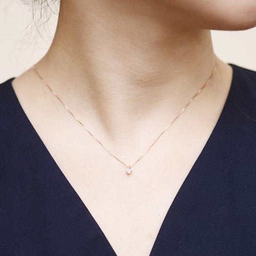 【鑑定書付】K10 PG/WG 一粒 ダイヤモンド ネックレス