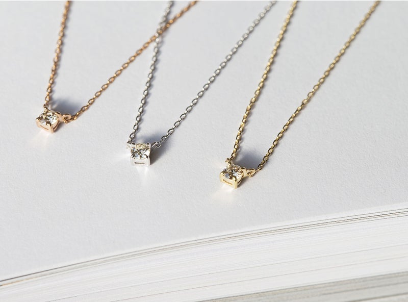 K10 PG YG WG 一粒 ダイヤモンド ネックレス