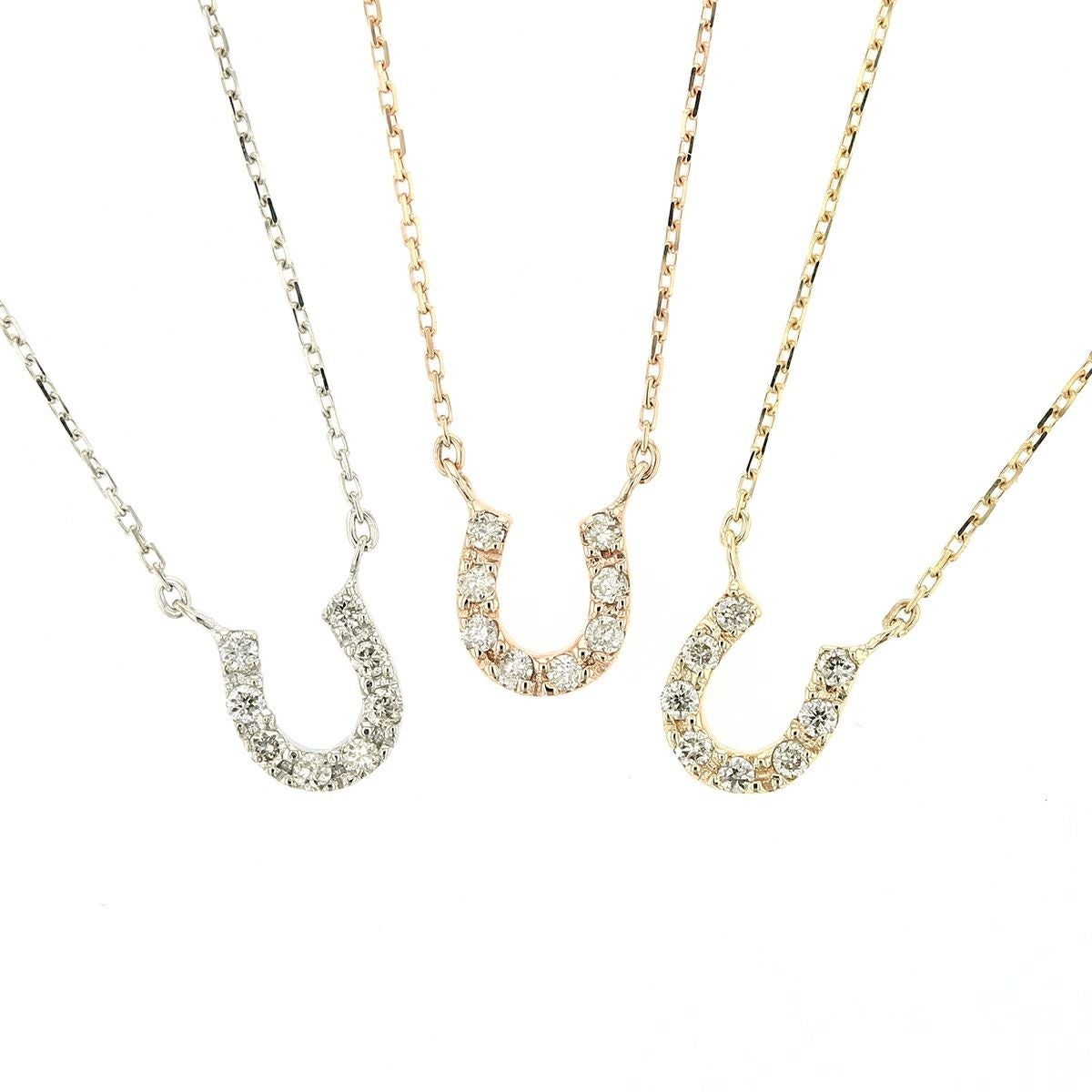 K10 PG YG WG 馬蹄 ホースシュー ダイヤモンド ネックレス | IKEDA