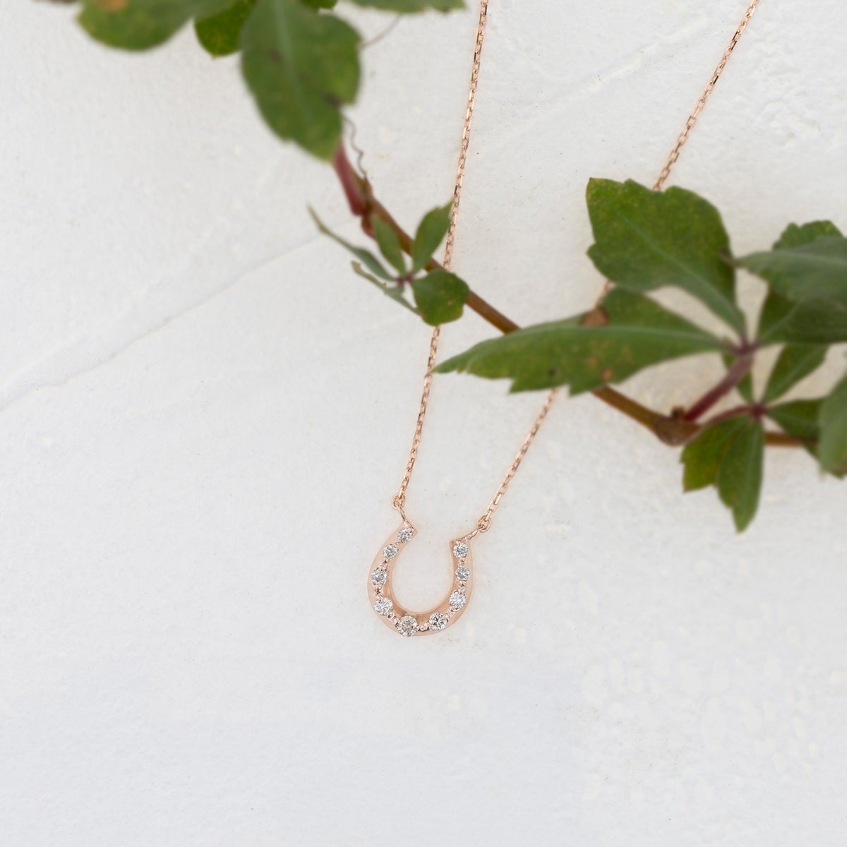 K10 PG ホースシュー 馬蹄 ダイヤモンド ネックレス