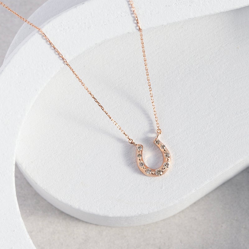 K10 PG ホースシュー 馬蹄 ダイヤモンド ネックレス