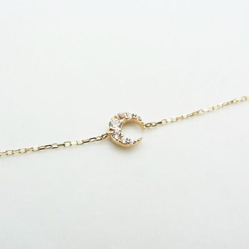 K10 YG ホワイトトパーズ 三日月 モチーフ ブレスレット