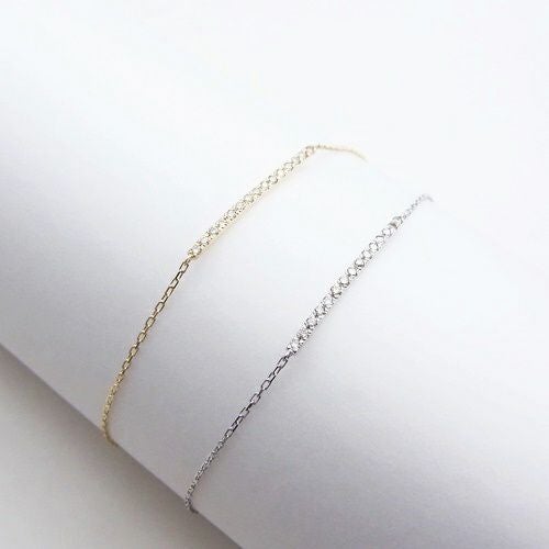 K10 YG WG ダイヤモンド ラインバー ブレスレット