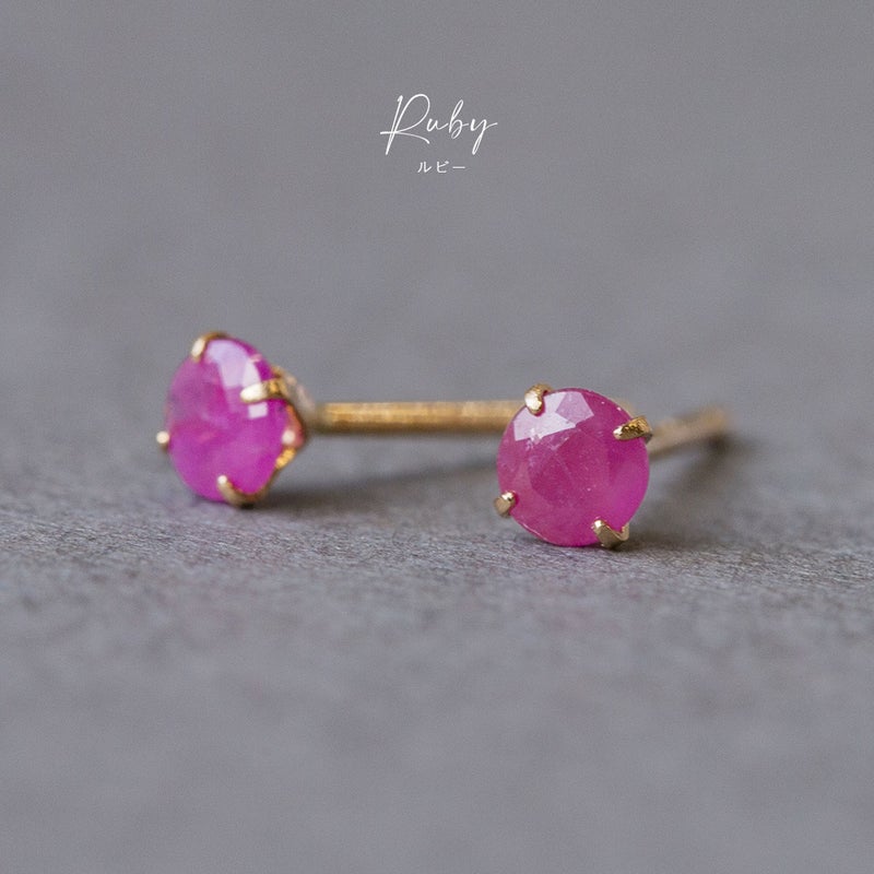 K18 PG ルビー ピアス