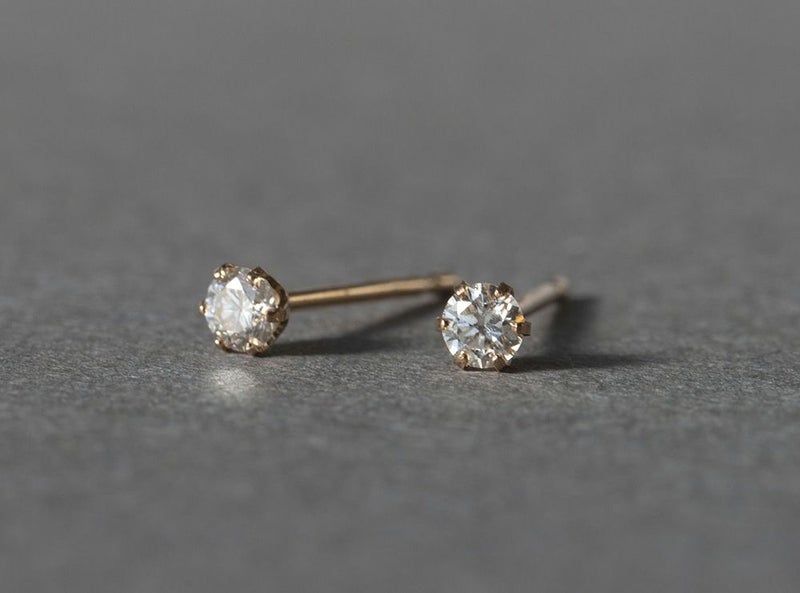 K18 PG 一粒 ダイヤモンド ピアス