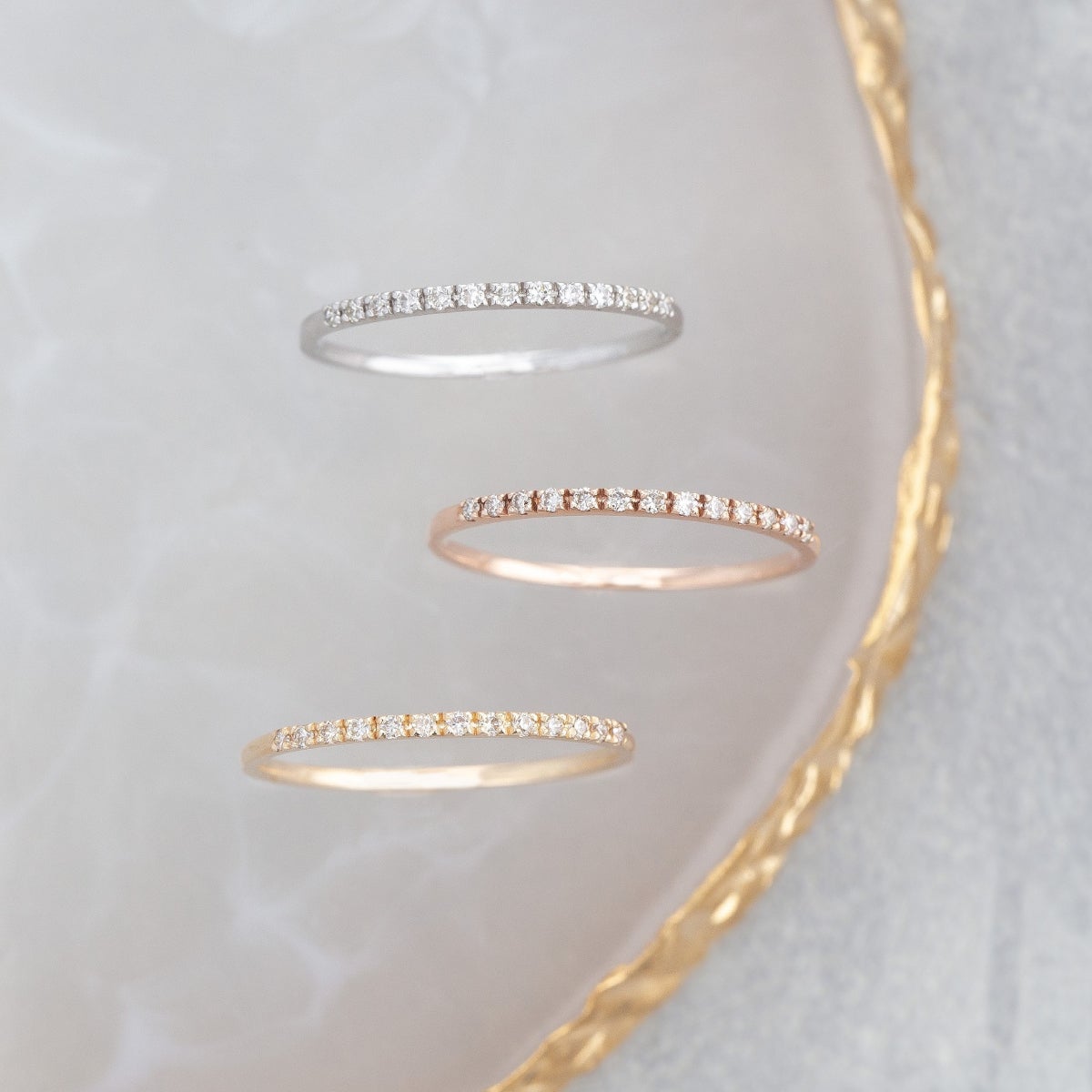 K10 PG/YG/WG ダイヤモンド ハーフエタニティ リング