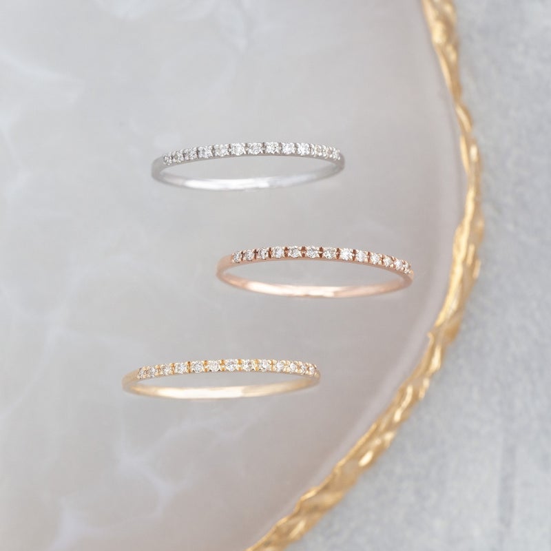 K10 PG/YG/WG ダイヤモンド ハーフエタニティ リング