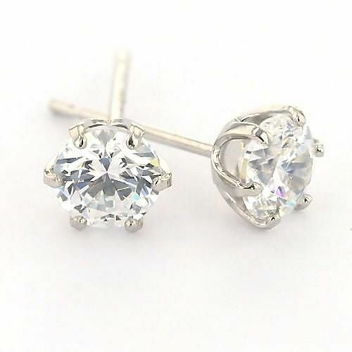 K18 WG 一粒 キュービックジルコニア ピアス