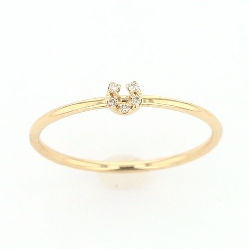 K10 YG ダイヤモンド 馬蹄 ホースシュー リング 指輪