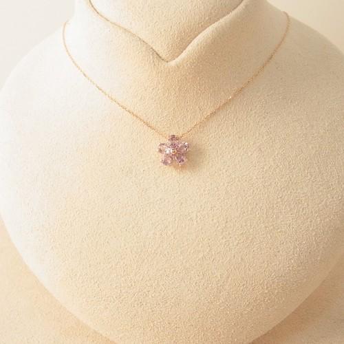 K10 PG アメジスト フラワーモチーフ ネックレス