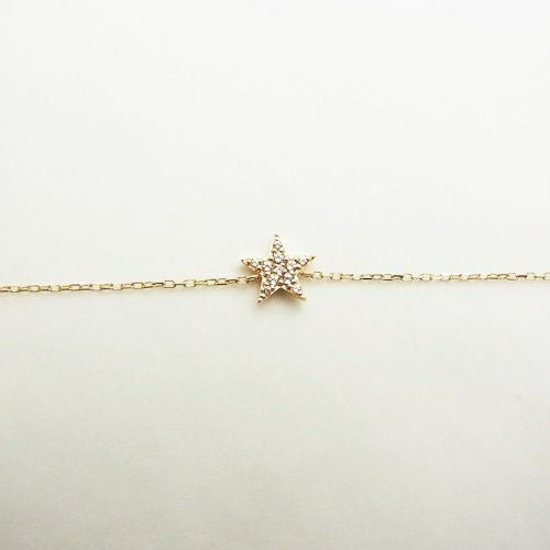 K10 イエローゴールド ホワイトトパーズ スター ブレスレット