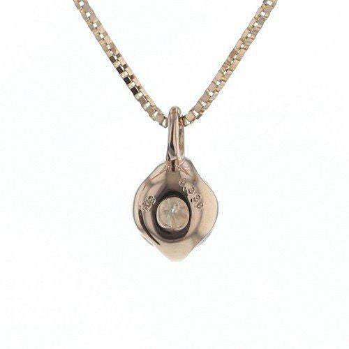 鑑定書付 K18 ピンクゴールド ダイヤモンド 一粒 ネックレス