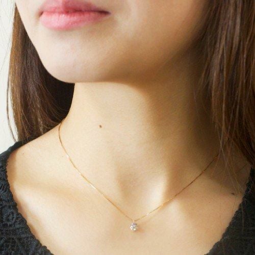 鑑定書付 K18 PG/YG 一粒 ダイヤモンド ネックレス | IKEDAジュエリー