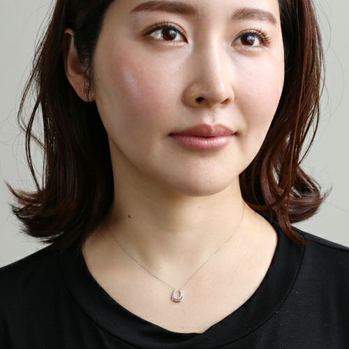 K10 WG YG ダイヤモンド 馬蹄 ホースシュー ネックレス | IKEDA