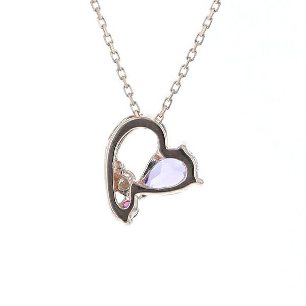 K10 PG カラーストーン ハート ネックレス