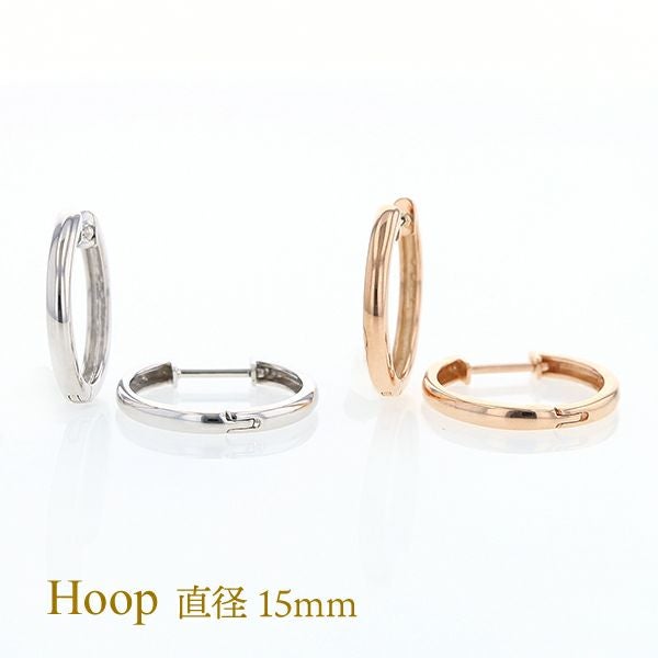 K10 PG/WG ダイヤモンド 中折れ式 フープ ピアス | IKEDAジュエリー