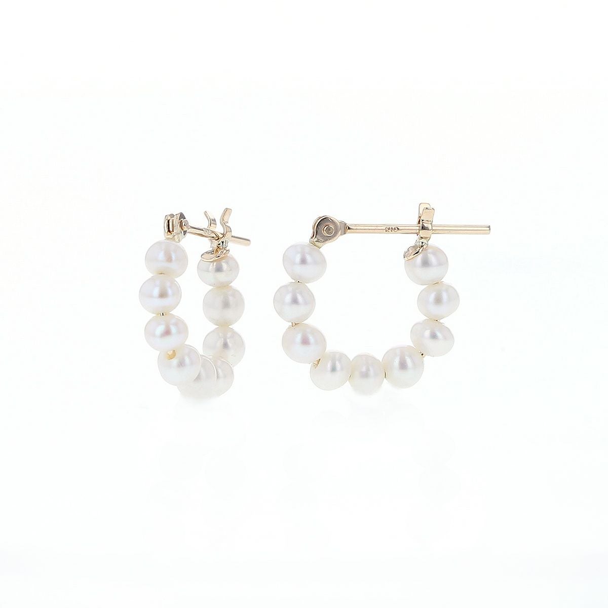 K10 YG 淡水パール フープ ピアス