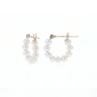 K10 YG 淡水パール フープ ピアス