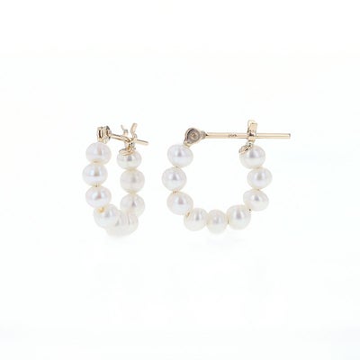 K10 YG 淡水パール フープ ピアス