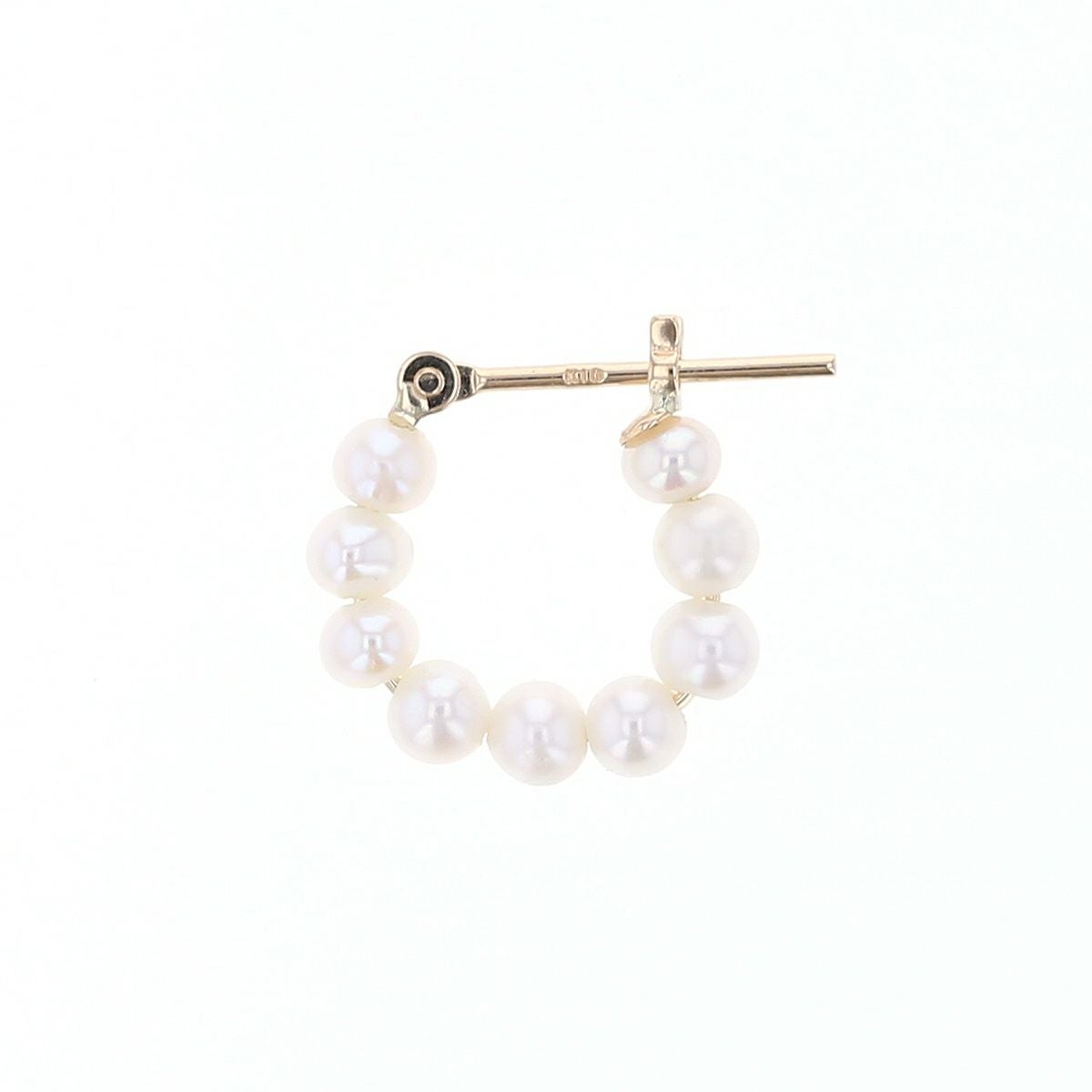 K10 YG 淡水パール フープ ピアス